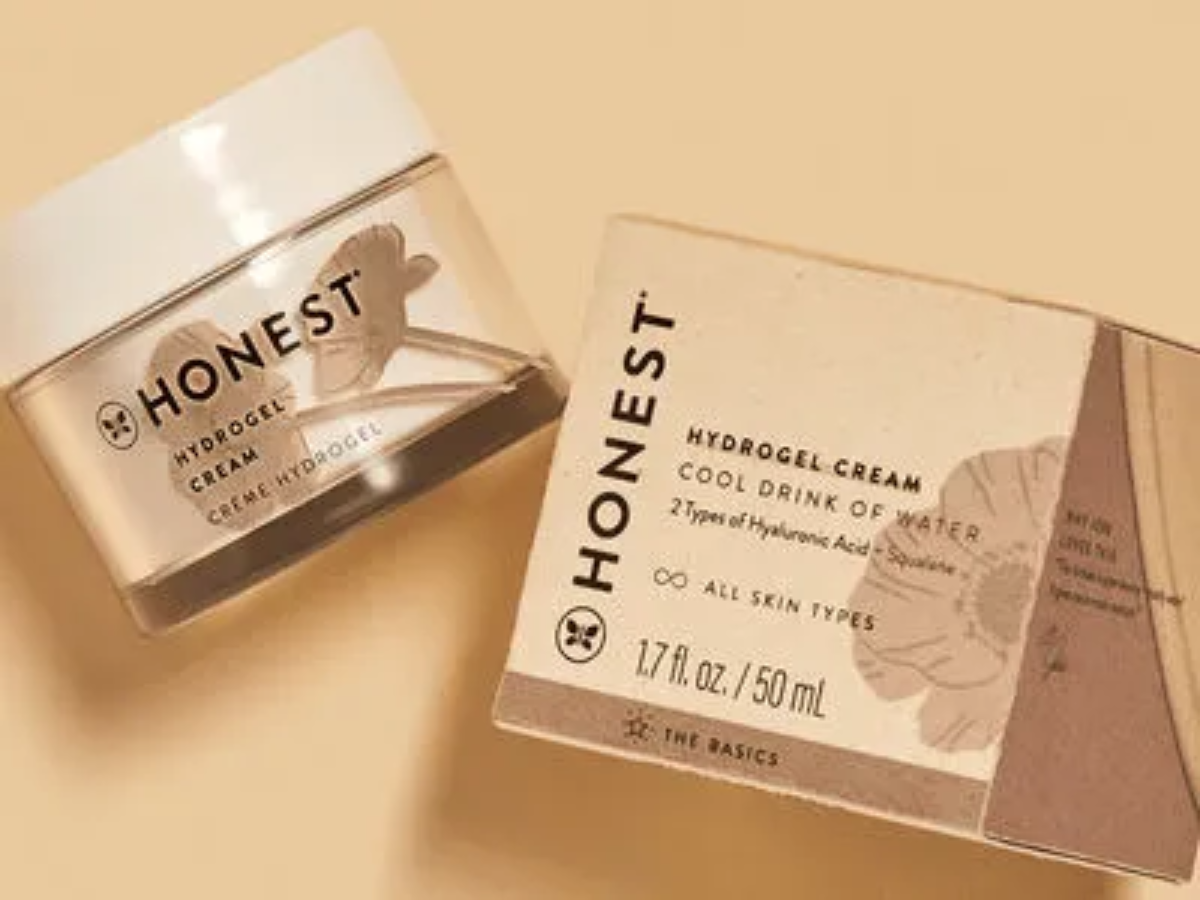 Honest Hydrogel Cream with packaging, a hydrating moisturizer for all skin types.
