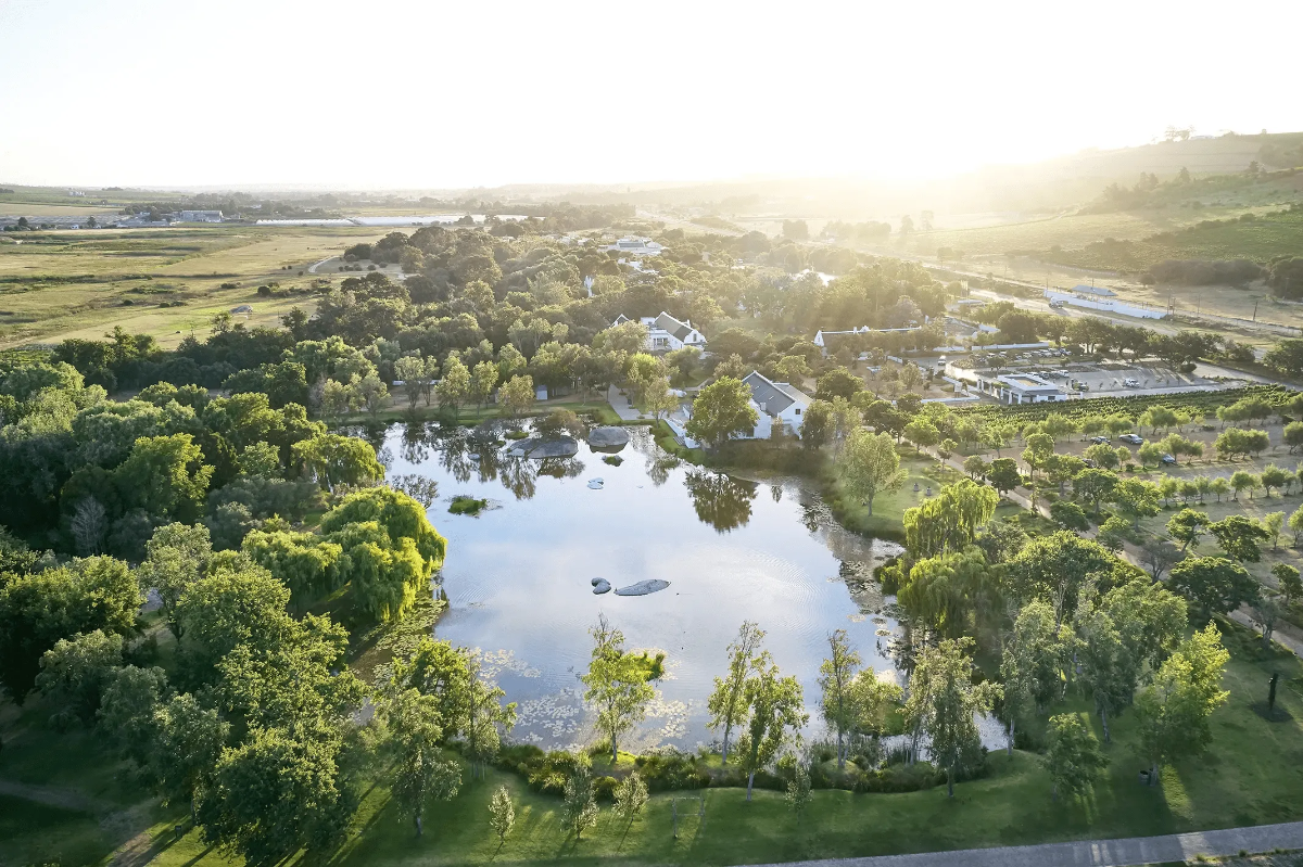 Aerial view of Spier Wine Estate in Stellenbosch.