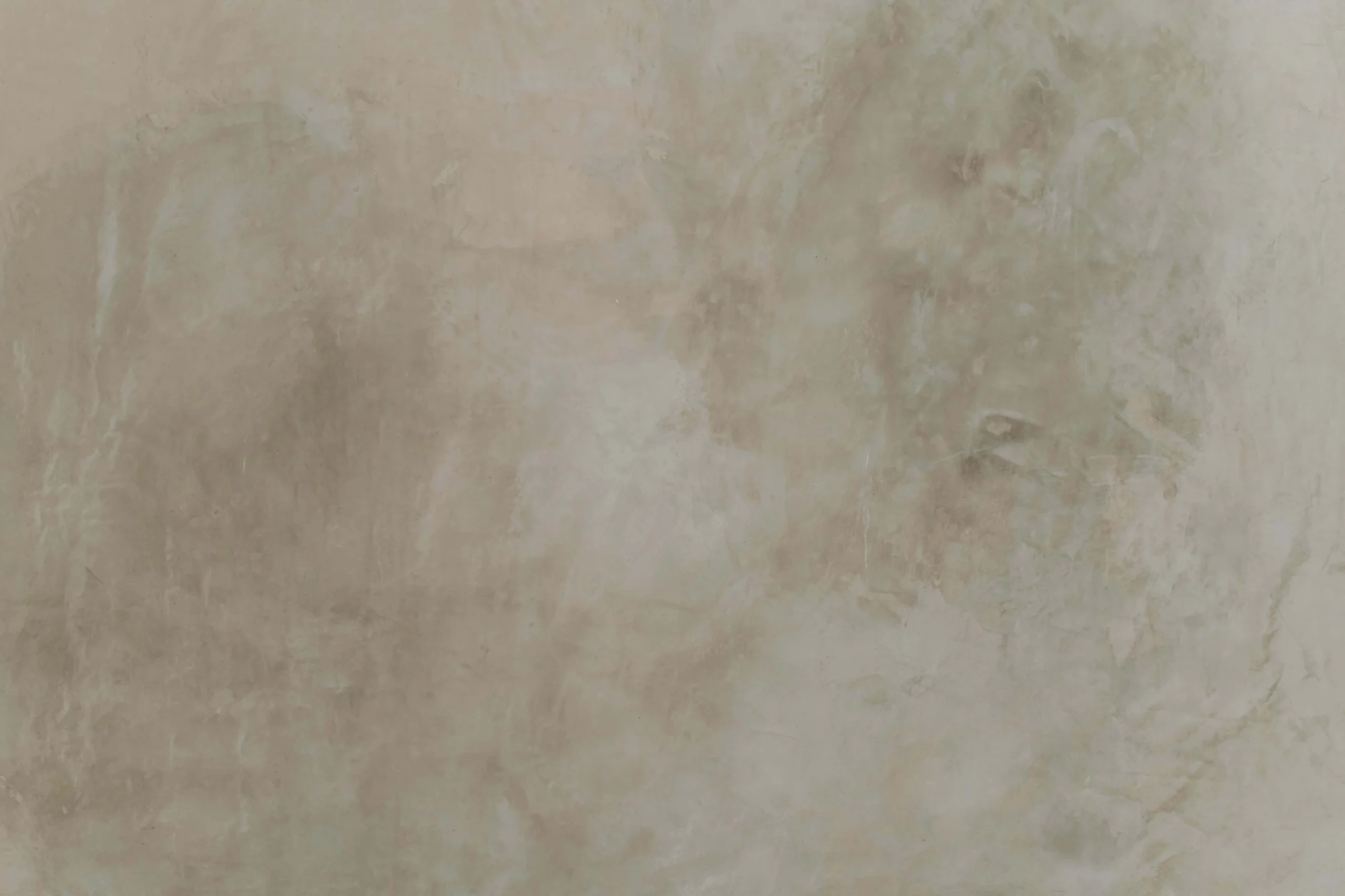 A hand-troweled plaster wall, its clouded surface showing the soft movement of each pass.