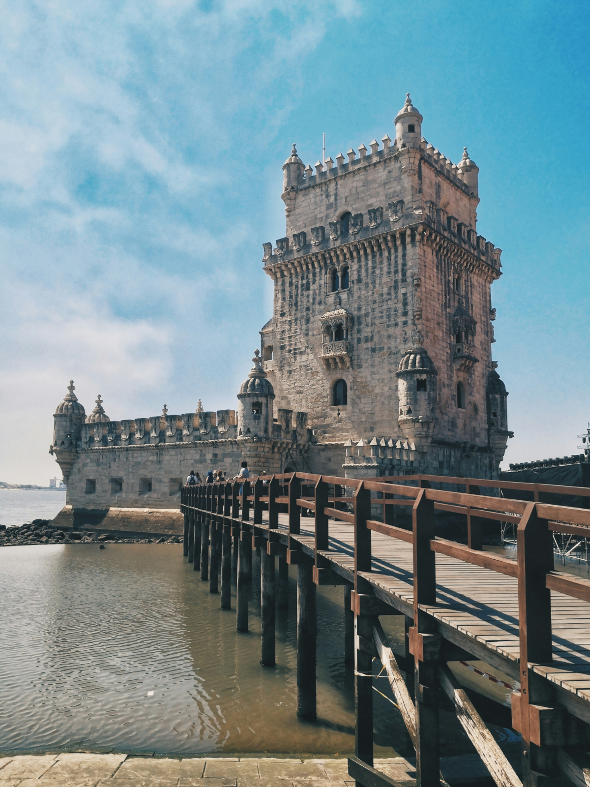 The 16th-century Belém Tower rising above the Tagus River, Lisbon’s iconic Manueline fortress in Portugal.