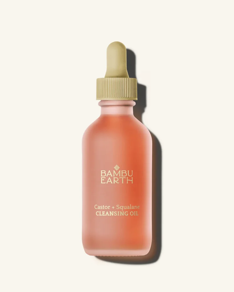 Bambu Earth Castor and Squalane Cleansing Oil in frosted glass bottle with dropper cap